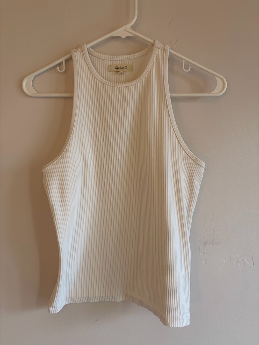 Madewell Cream Ribbed High Neck Tank